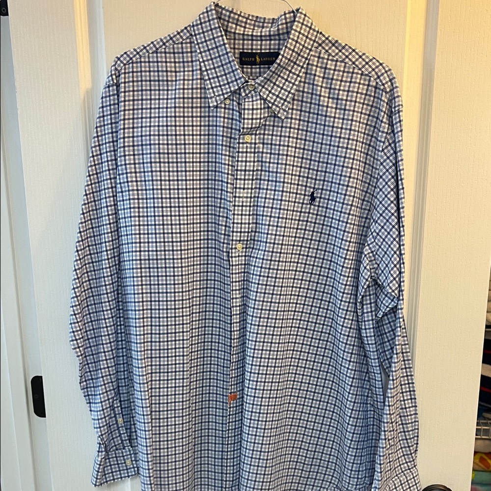 Polo Ralph Lauren Blue and White Plaid Shirt